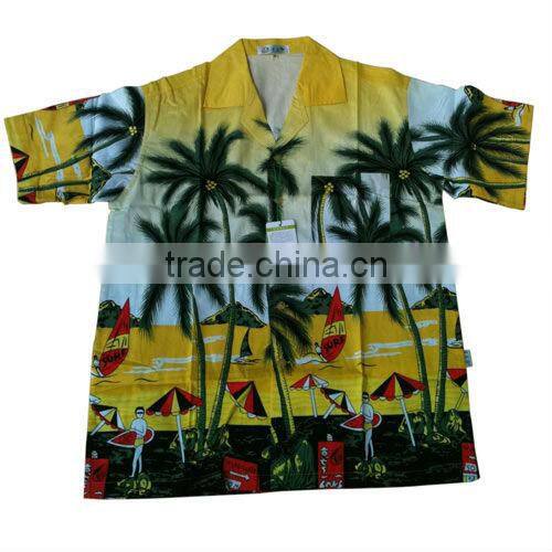 100% cotton men's summer casual hawaiian shirt