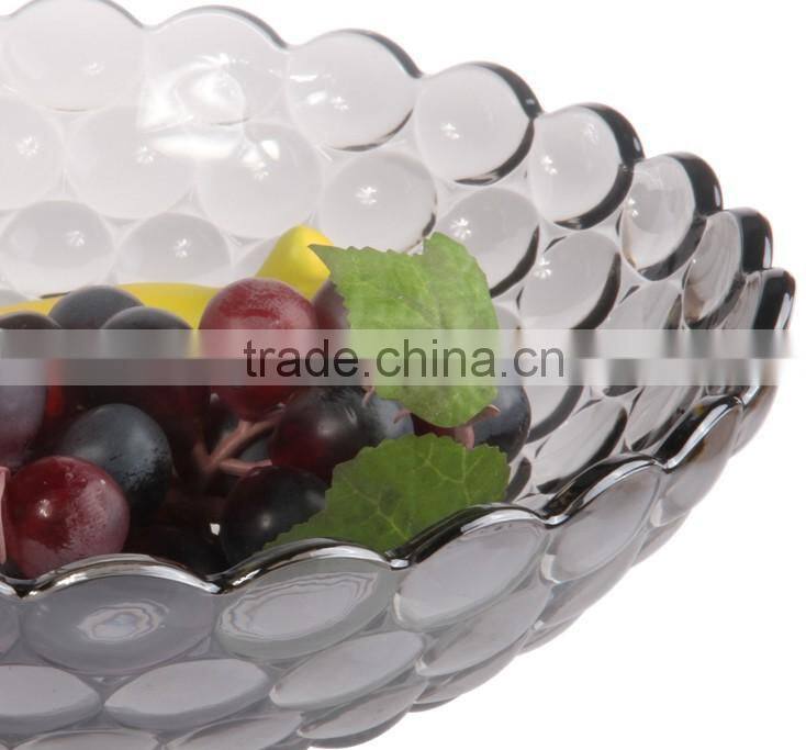 Factory price glas fruit bowl/ art glass bowl/ decorative hotel glass plate/ high quality hotel fruit/ salad /candy plate BHL-P7
