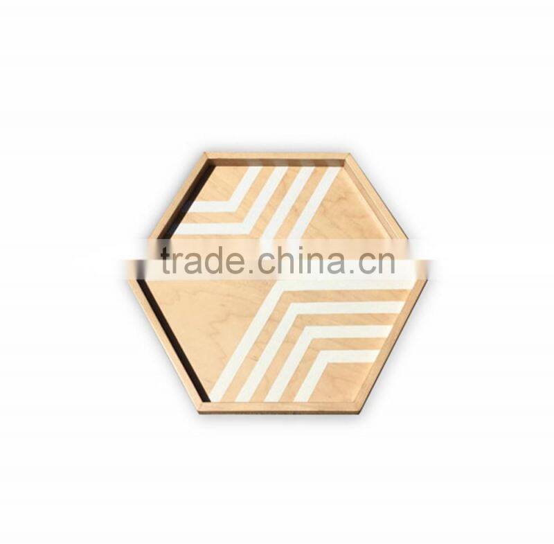 Hexagon colored lacquer serving tray