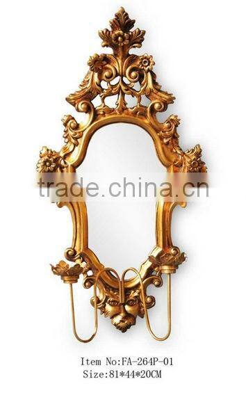 FA-264P-01 Metal Arts and Crafts Wall Mirror with Candle Holder