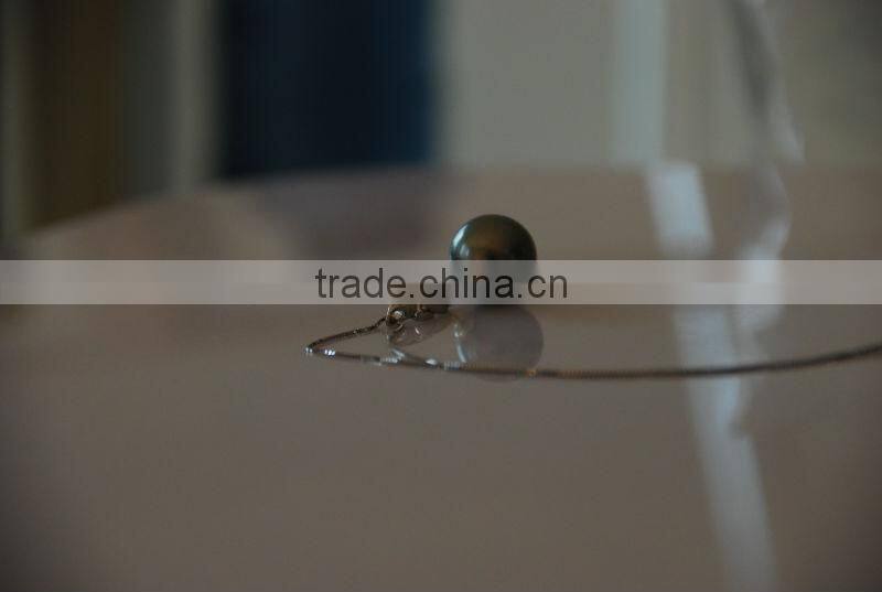 17'' 15-16mm big black tahitian latest design pearl necklace pendant