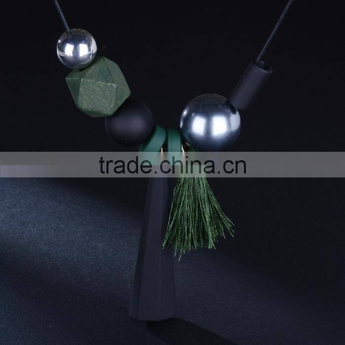 geometric beads strip pendant necklace tassel long sweater necklace autumn winter geometric garment necklace