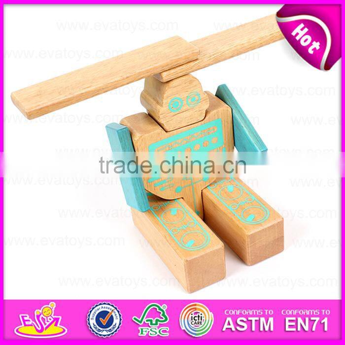 Hot sale Non Toxic wooden robot toy for kids,DIY children wooden robot toy with very cheap price W03B043