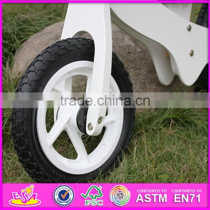 2016 new design white funny children wooden balance bike without pedals W16C154