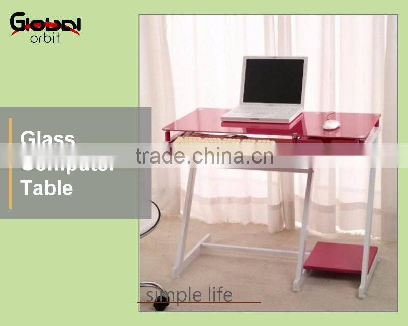 Black Glass Furniture Work Station With Sliding Keyboard Table Computer Desk