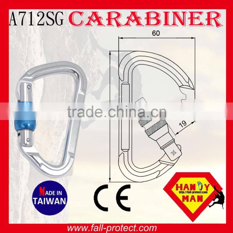 23KN Aluminum Rock Mountaineer Climbing D Type Carabiner With CE