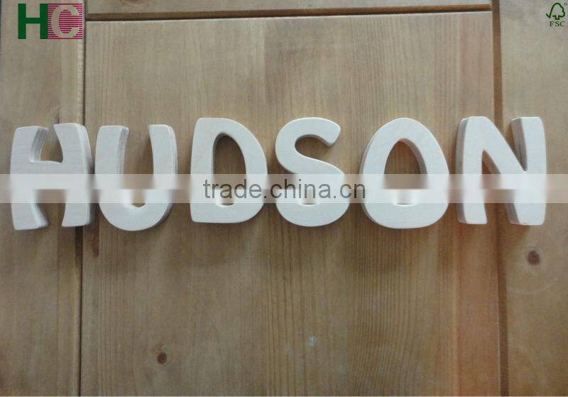 wood word sticker, wood letters natural