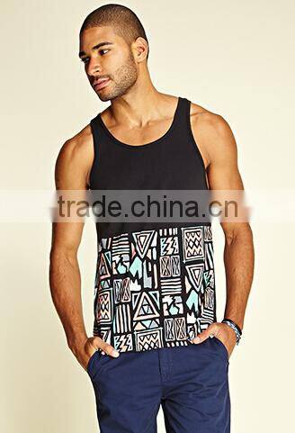 Tribal Print Cotton Gym Wholesale Custom Tank Top Men