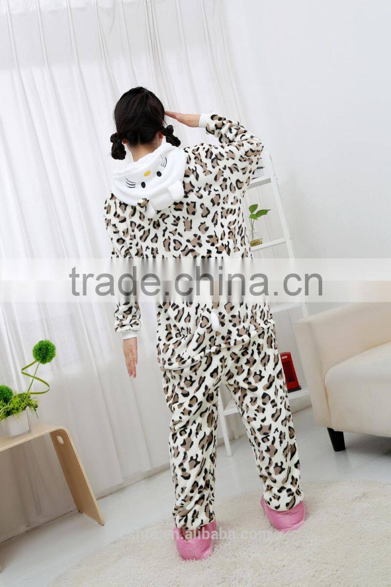 flannel cartoon adult animal jumpsuit animal pajamas jumpsuit leopard design
