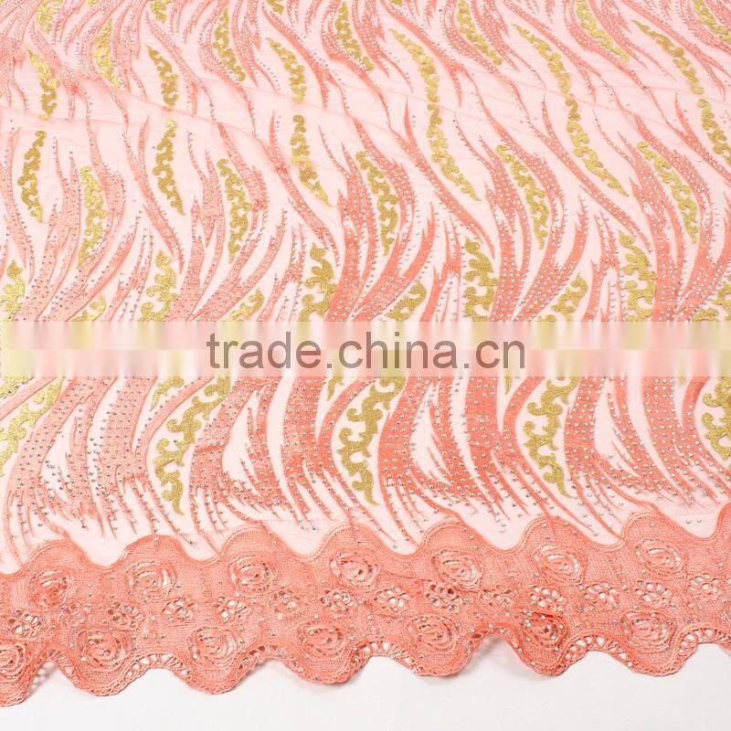 Bestwaytex 2016 New Design Peach French Net Lace Fabric FL1159-5