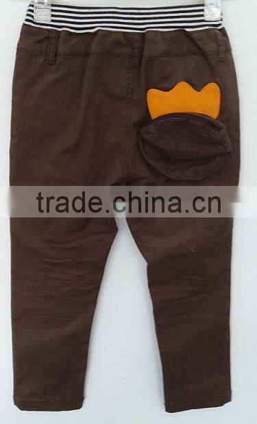 cool boys brown color plain dyed jeans with embroidered on back pocket for Autumn