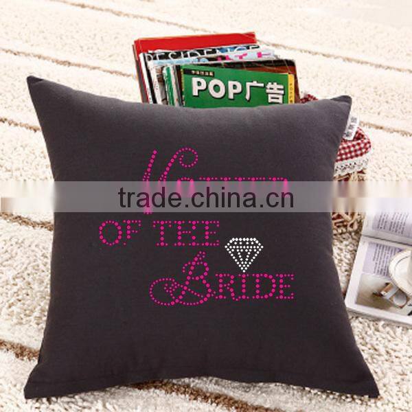 Hot Sell Fashion Cotton Plain Throw Pillow Case Custom Printing And Rhinestone Design Cushion Covers Decorative Car
