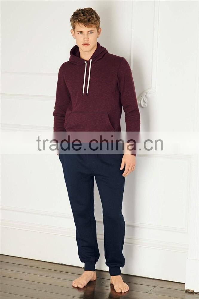 Mens plain slim fit overhead pullover hoodie