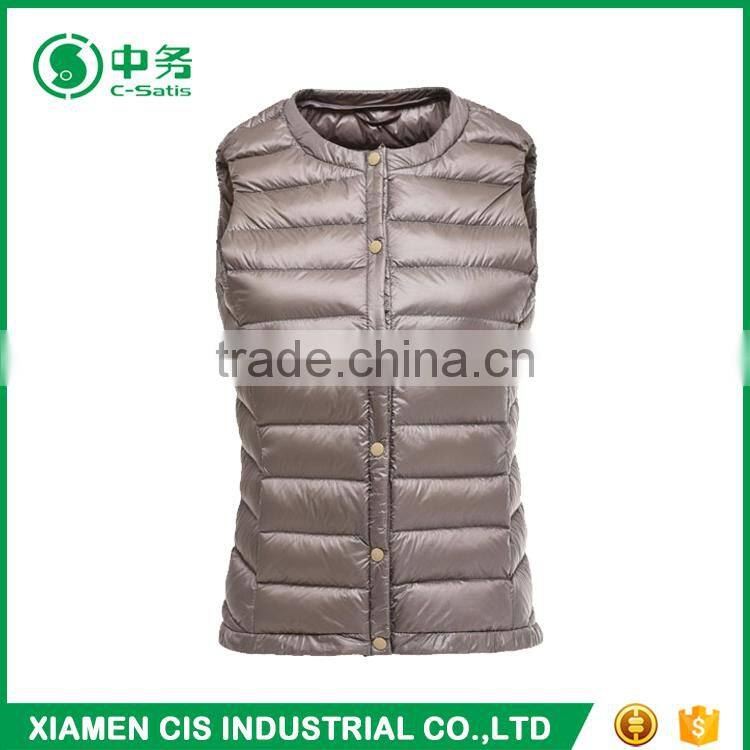 2017 New Product Pure Color Winter Windproof Warm Women Padded Down Vest