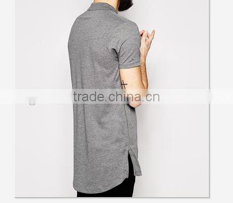 new design polo t shirt Longline Polo Shirt With Side Zips