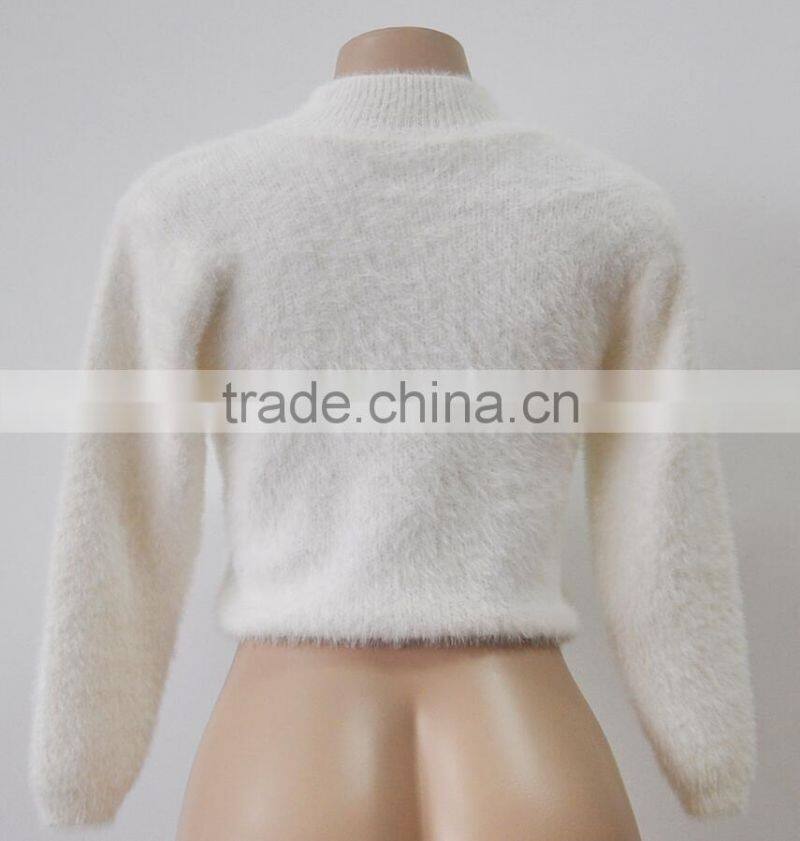 M1145 Runwaylover 2016 latest design fashion ladies fur turtleneck sweater tops