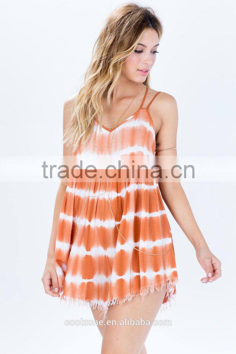 Perfect tie dye grid-patterned latest beach dress designs