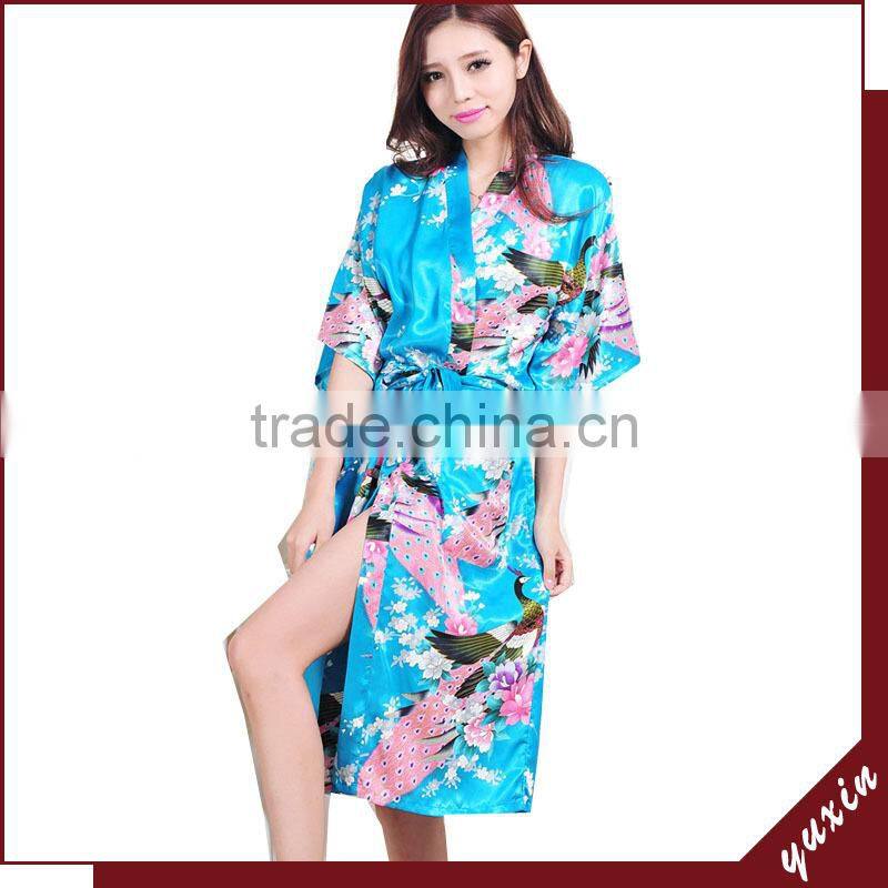 Bridal silk bath robe Custom made women robe Long Nightgown RL1-0015