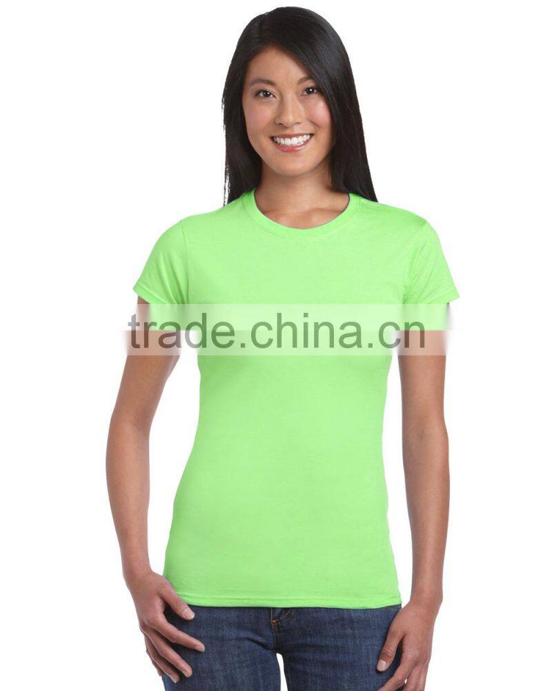 wholesale good quality pure cotton bulk women round neck plain t shirt