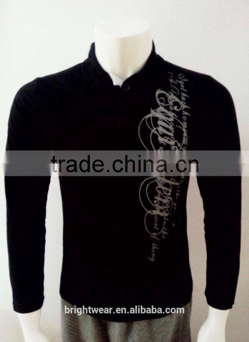 Men's 95%polyester 5%spandex short sleeve polo shirt with printing