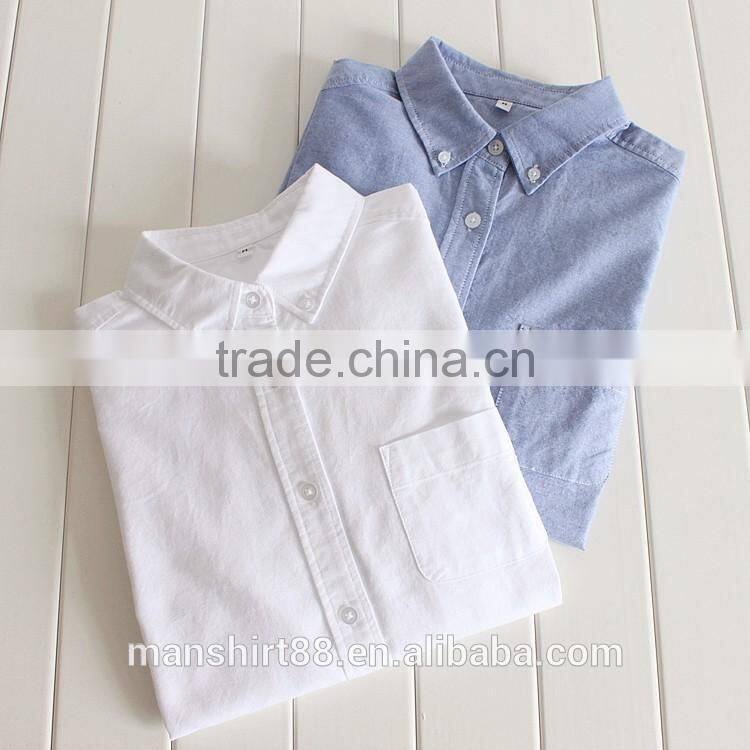 short sleeves Oxford white/blue shirts for kids