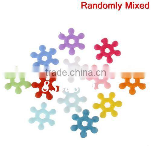 Mixed Christmas Snowflake Acrylic Charm Beads 8mm x 7mm