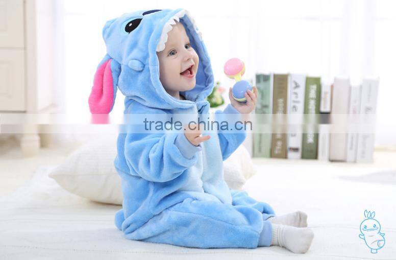 lovely high quality flannel fleece children pajamas with zipper and hood