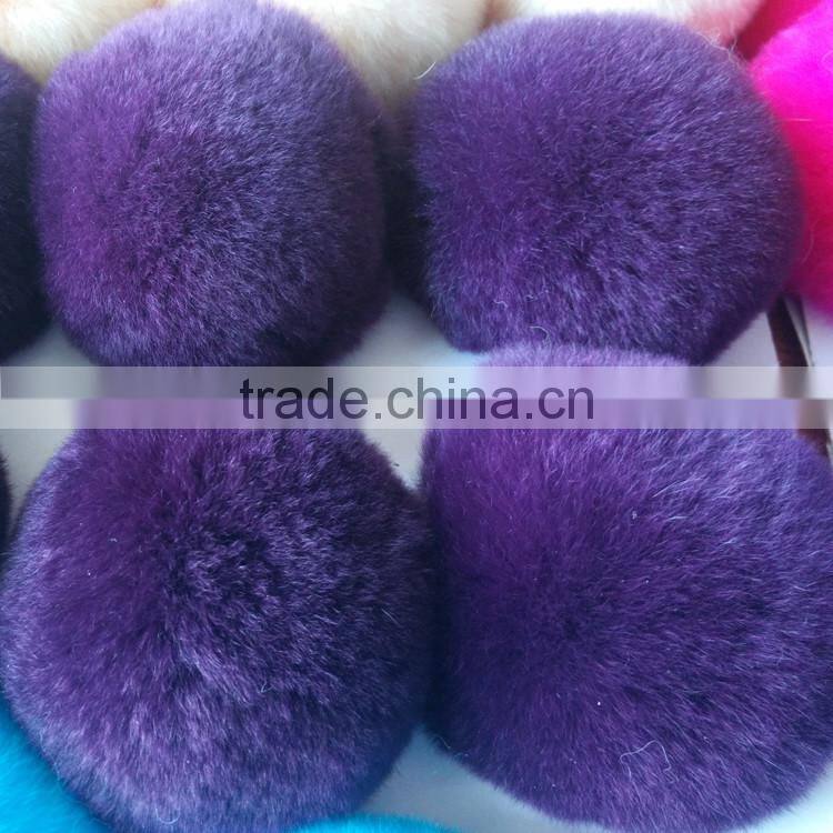 SJ748-01 2016 New Design Pom Pom Fur Balls Genuine 8cm Real Rabbit Colorful Fur Ball Pom