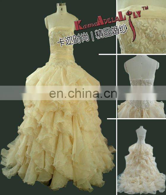 EB715 strapless two pieces embroidery beaded fashion wedding gown