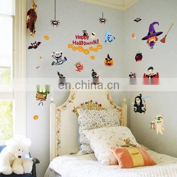 2017 new Halloween decotation wall sticker , House Spirit Pumpkin Lamp Display Window Decoration Sticker