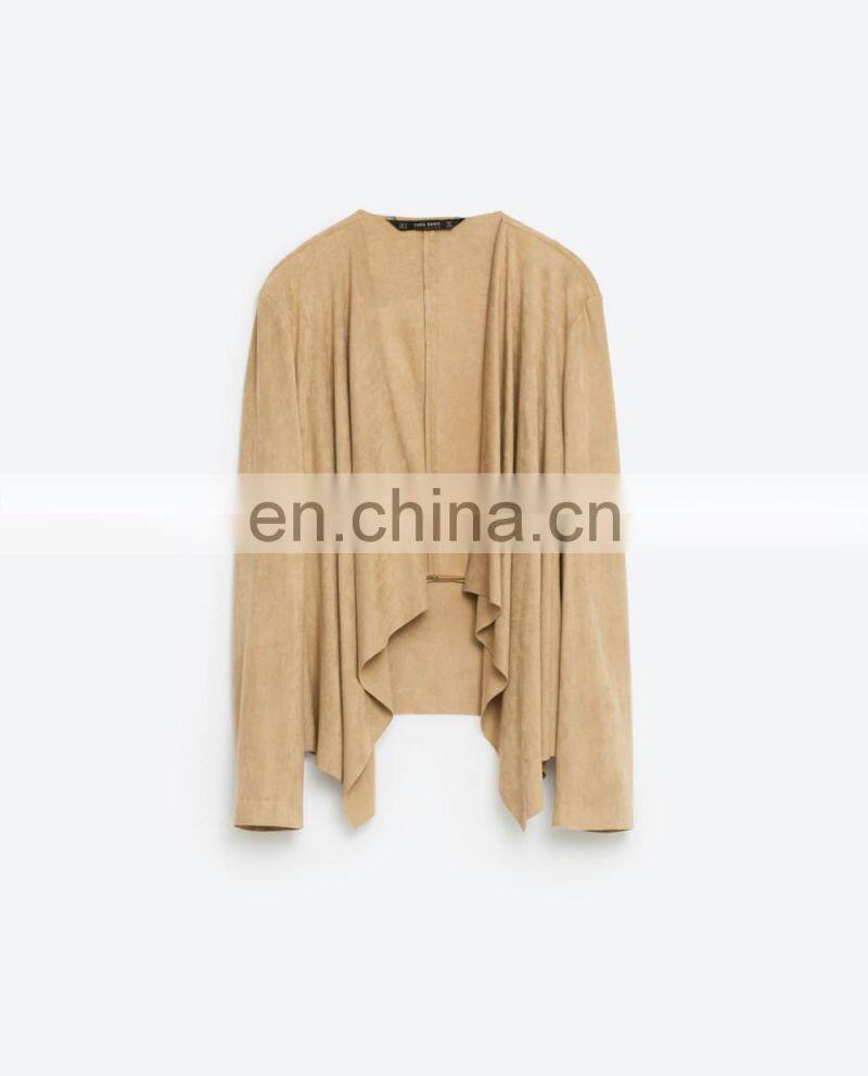 Light blue casual suede lapel jacket , artificial schammy jacket