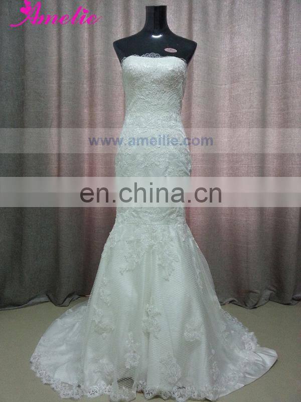 Real Sample Mermaid Wedding Gown Lace Fitted