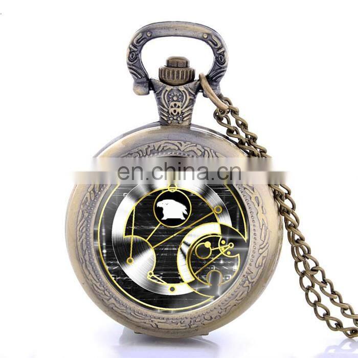 New Black Doctor Who Design Pocket Watch Necklace Vintage Pendant Quartz Unisex Pocket Watch Wholesale Fast Shipping