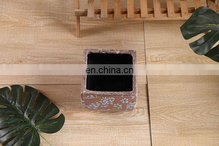 Garden supplies cheap custom indoor balcony home decor pink square large flower plant pots for succulent