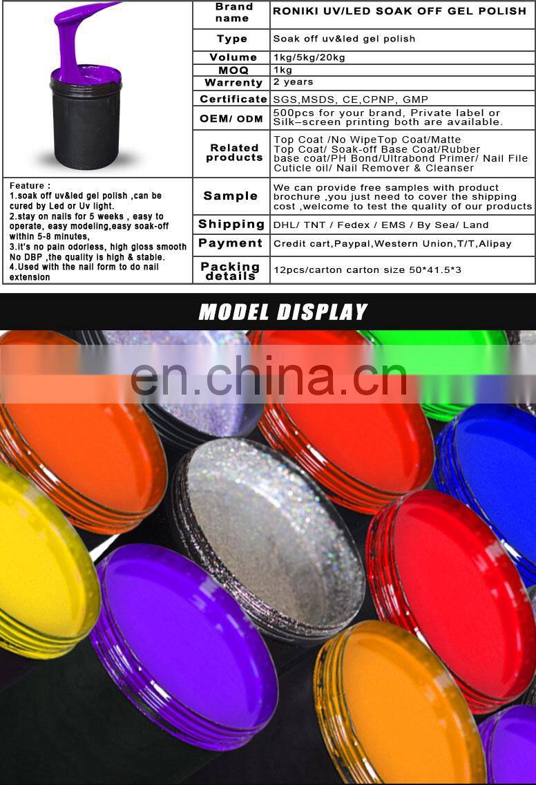 RONIKI Latest Fashion Color Fashion Nail Factory Raw Material Uv Gel 1 Kg