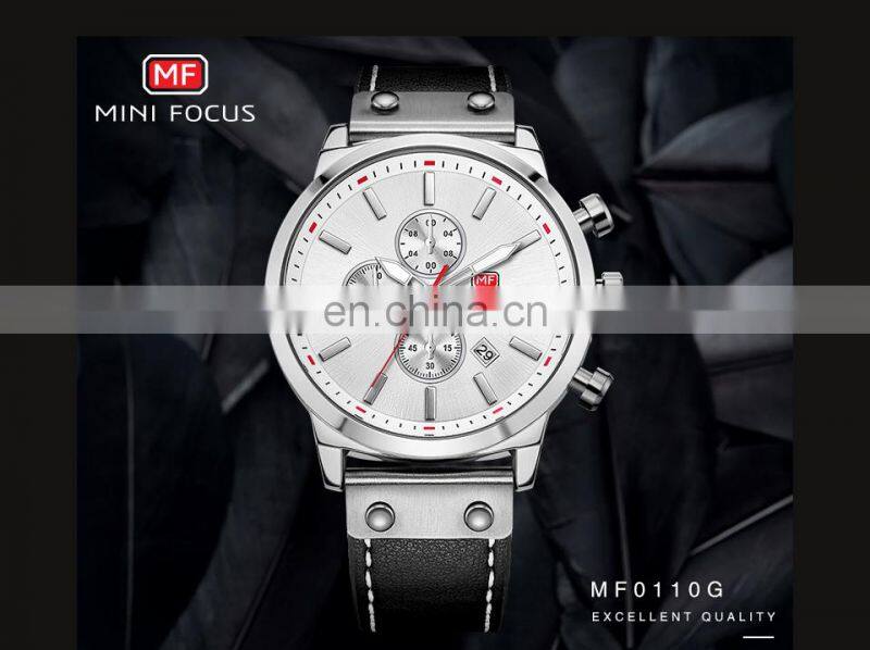MINI FOCUS 0110 Man Watch 2021 Top Brand Sport Watches Luxury Sports Chronograph Military Genuine Leather Wrist Watches
