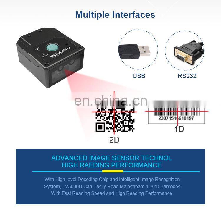 Rakinda LV3000H Passport OCR MRZ 1D 2D Barcode Scanner Module Red LED Beep, LED Indicator with USB RS232 for Kiosk 1-year 32 Bit