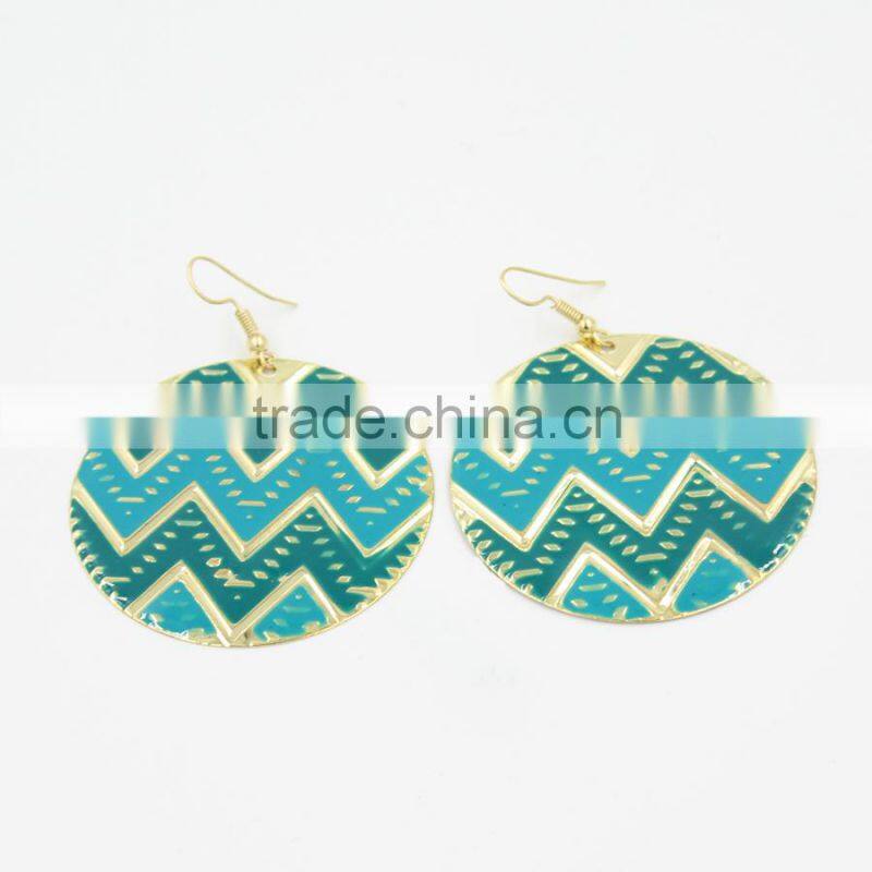 2016 New design earrings enameled chevron earrings fish hook fashion earrings wholesale
