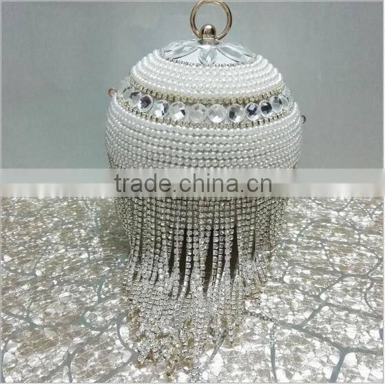 2015 fashion wedding ball pearl beaded clutch bag wedding bag