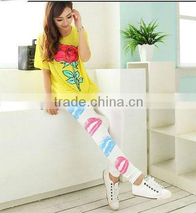 fashion winter flower embroidery women leggings