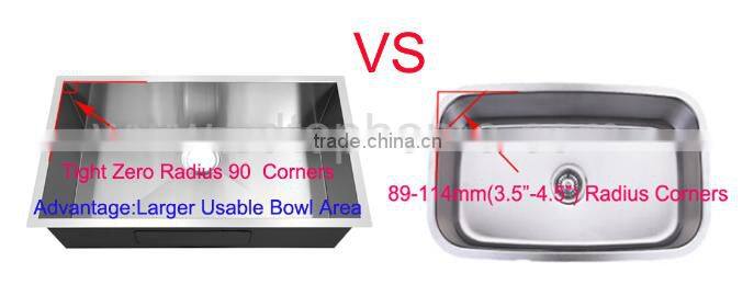 16G/18G american topmount drop in handmade kitchen stainless steel sink