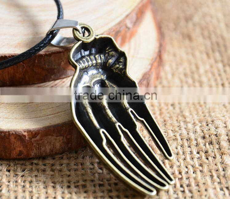 Vintage Genuine Leather Hands Mens Hammer Pendant Necklace