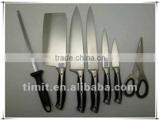 8pcs stainless steel solid handle good quality with block kitchen knife