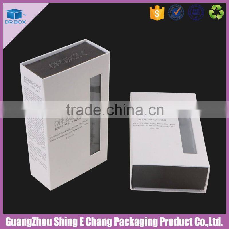 black pearl paper printing cosmetic cardboard box with transparent window