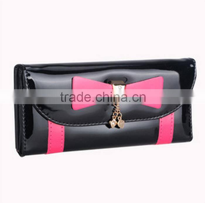 Fashion bright pu lady long wallet
