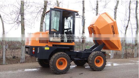 3ton site truck dumper with turning rotary bucket,1.5cbm capacity