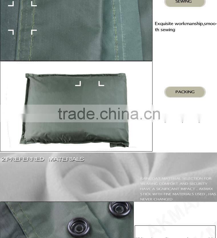 Outdoor Olive Green Military Raincoat Police Rain Poncho With Tents Purpose