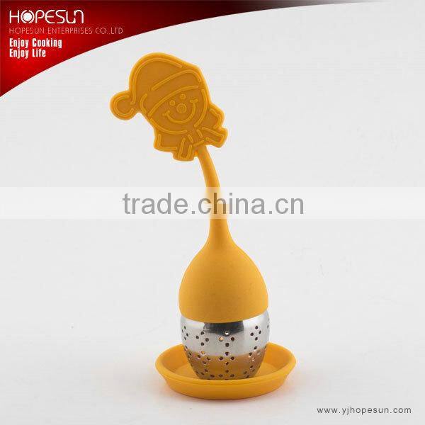 Christmas tree design silicone tea strainer with saucer/tea accessories