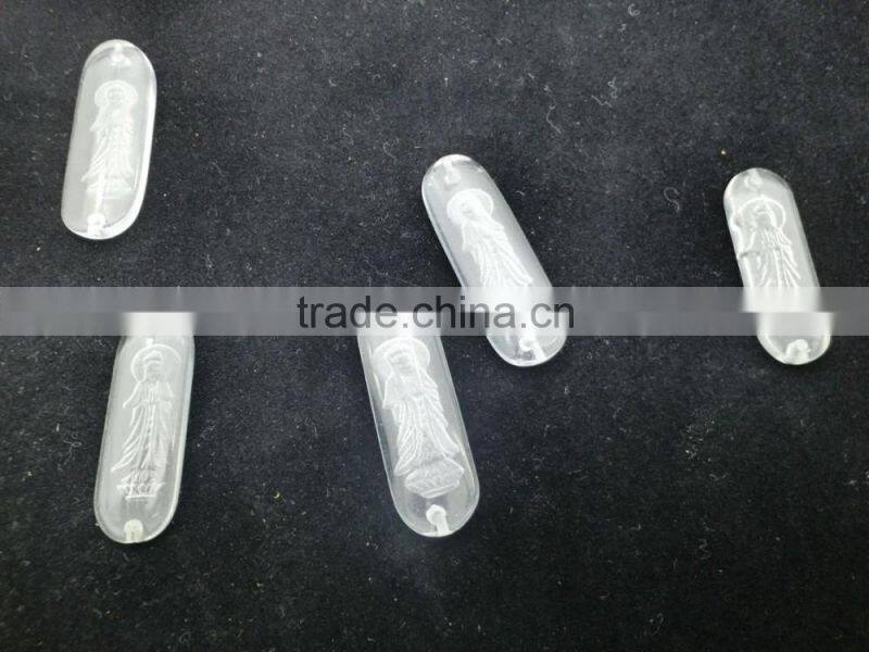 Wholesale chakra clear glass pendant with Guanyin Buddha inside excellent gift