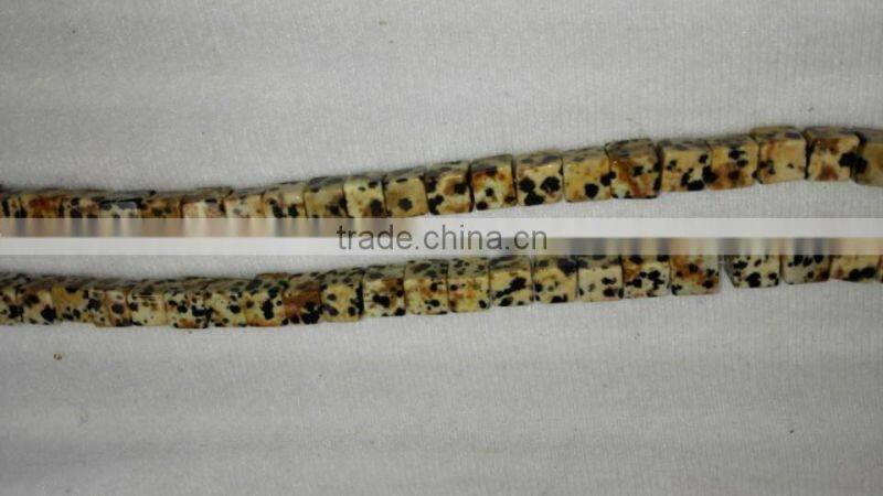 dalmatian gemstone cube beads